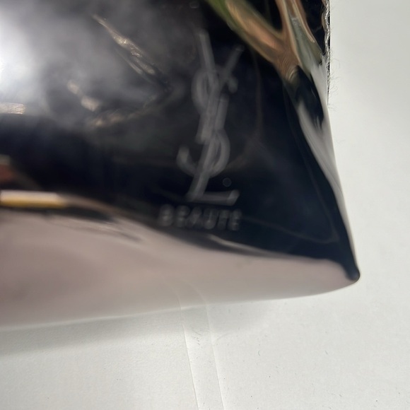 YSL Yves Saint Laurent Makeup Zip Around Pouch Clutch Rosegold Pewter Metallic - Picture 2 of 7